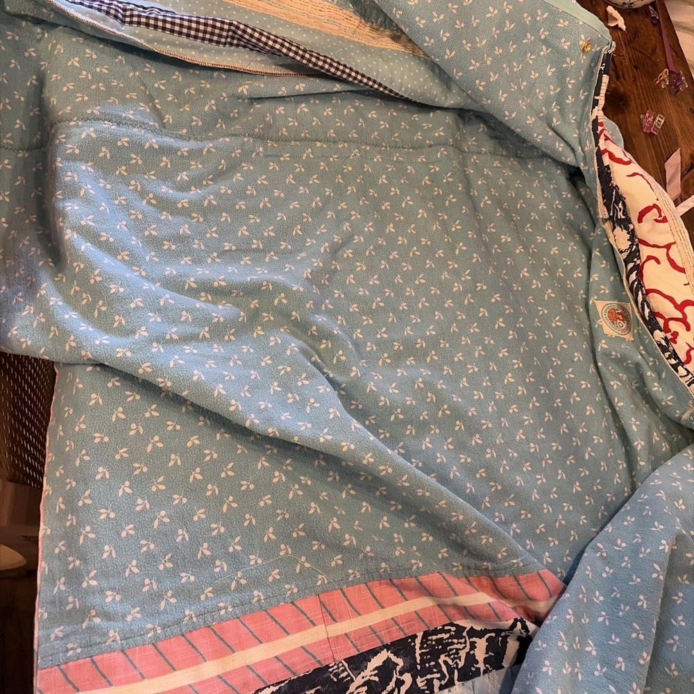 Handmade Vintage Cat Quilt Upcycled Oversized L/XXL Snap Cottagecore Jacket OOAK - Picture 7 of 10